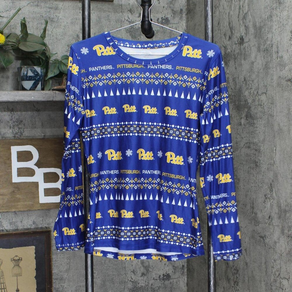 Concepts Mens holiday Pitt Panthers College Pajama Sleep Shirt Top Blue / Gold S